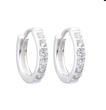Argollas Cristales 1,2cm - Plata 925
