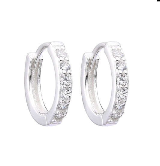Argollas Cristales 1,2cm - Plata 925