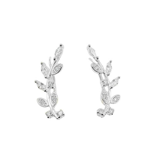 Zarcillos Trepadores hojas de cristales Plata 925