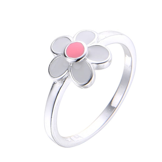 Anillo Flor Blanca con Rosado