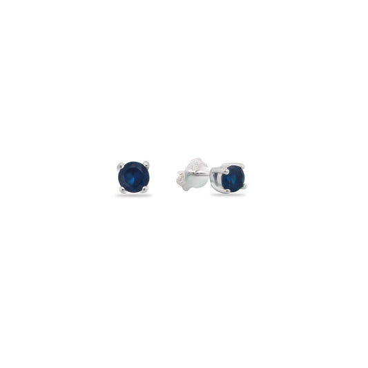 Zarcillos Cristal Azul 2mm - Plata 925