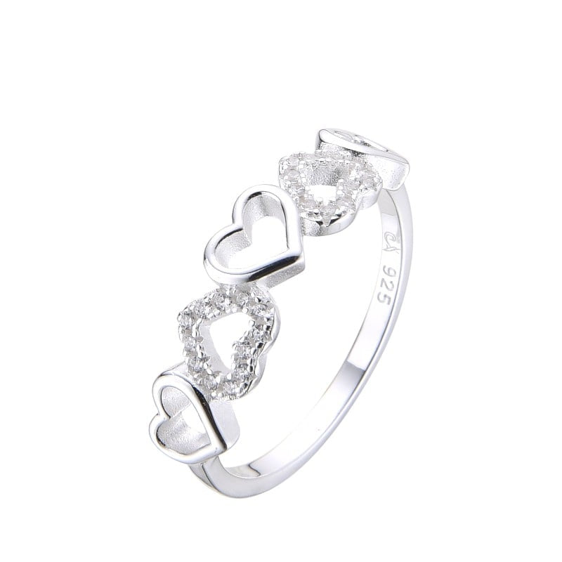 Anillo Sirueta de Corazones Invertidos Plata 925