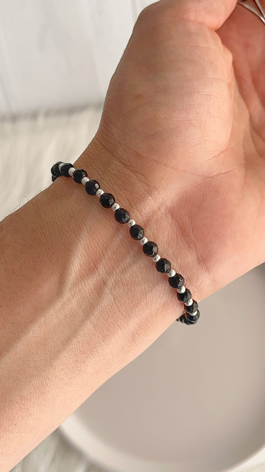 Pulsera Ágata y Balín 2.5mm - 19cm - Plata 925