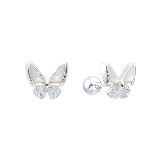 Zarcillos Mariposa con Tapa de Rosca Plata 925