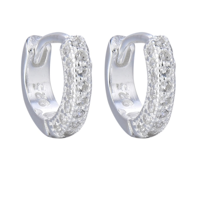 Argollas Cristales 1cm - Plata 925