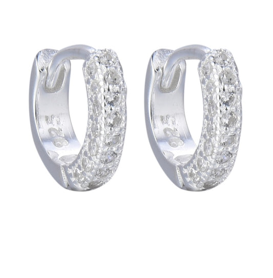 Argollas Cristales 1cm - Plata 925