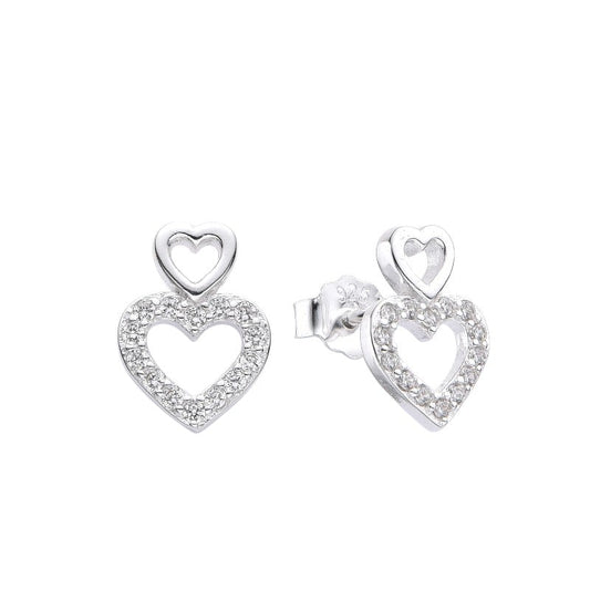 Zarcillos Doble Corazón Plata 925