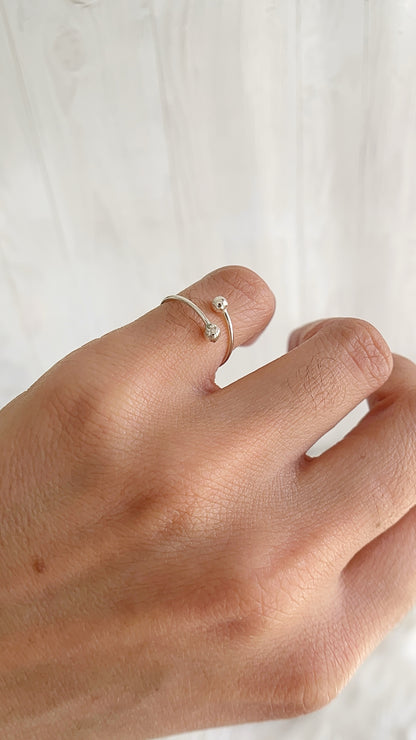 Anillo Bolas Ajustable - Plata 925