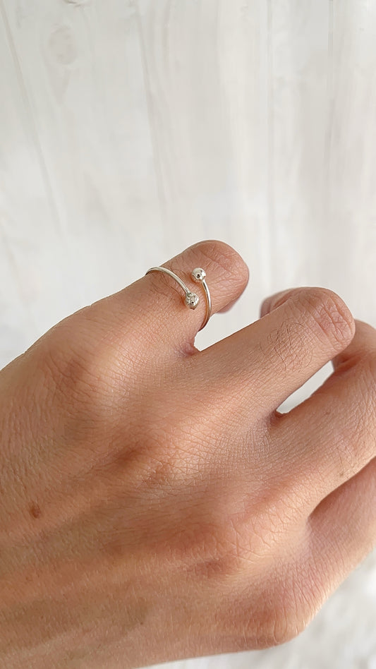 Anillo Bolas Ajustable - Plata 925