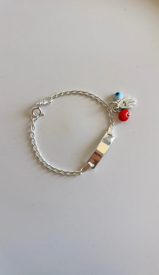 Esclava Mano, Ojo y Pionia 12,8cm - Plata 925