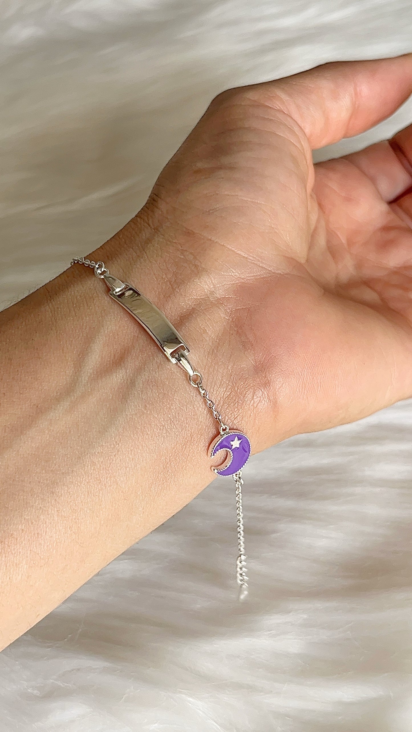 Esclava Luna Morada 15cm Ajustable- Plata 925