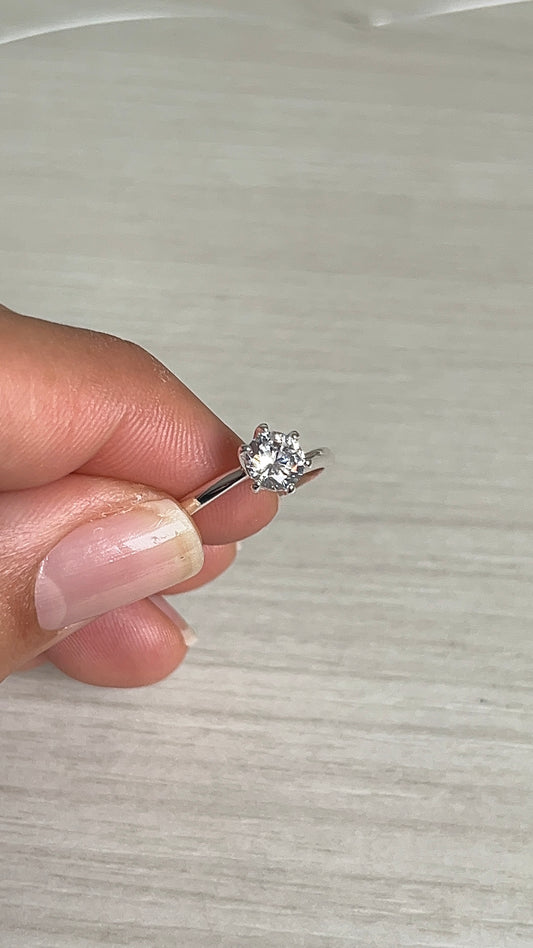 Anillo Solitario Plata 925