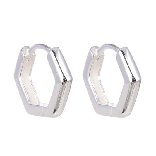 Argollas Hexagonales 1,5cm - Plata 925
