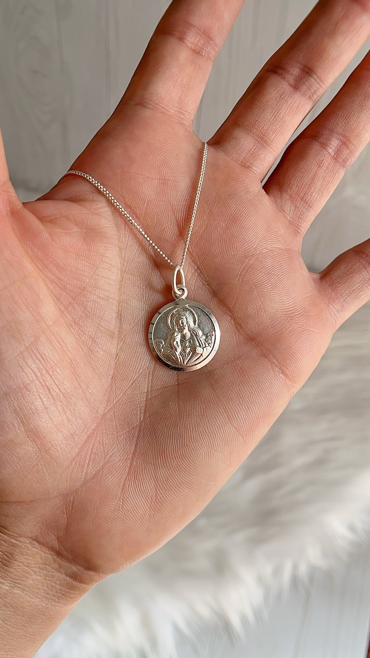 Cadena 40cm Corazón de Jesús - Plata 925
