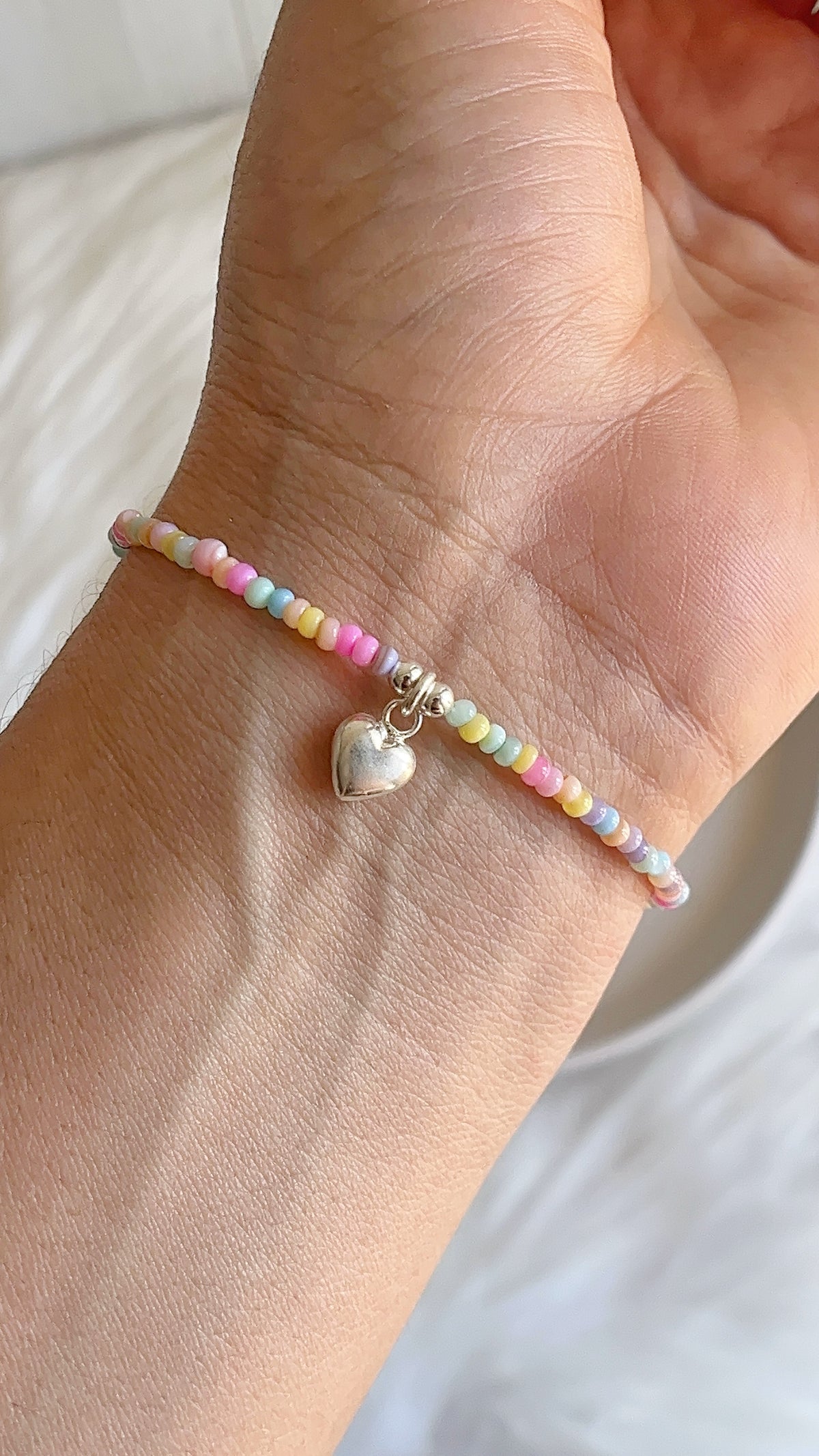 Pulsera Nacar con Dije Corazon 18cm - Plata 925