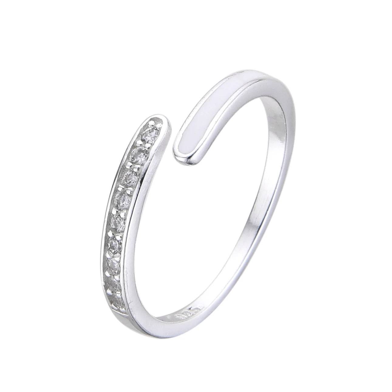 Anillo Ajustable Cristales con Blanco Plata 925