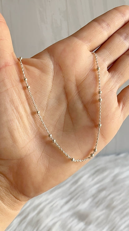 Cadena 45cm  Forzatina con Bolitas Lisas 2.5mm - Plata 925