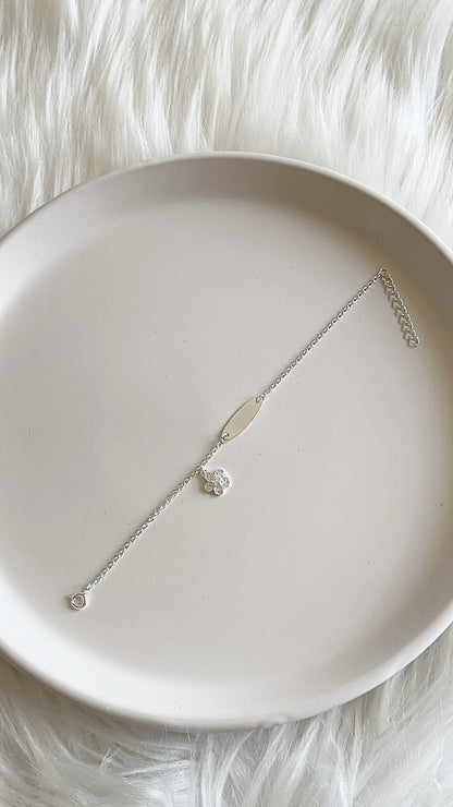 Esclava Dije Flor 16cm Ajustable - Plata 925