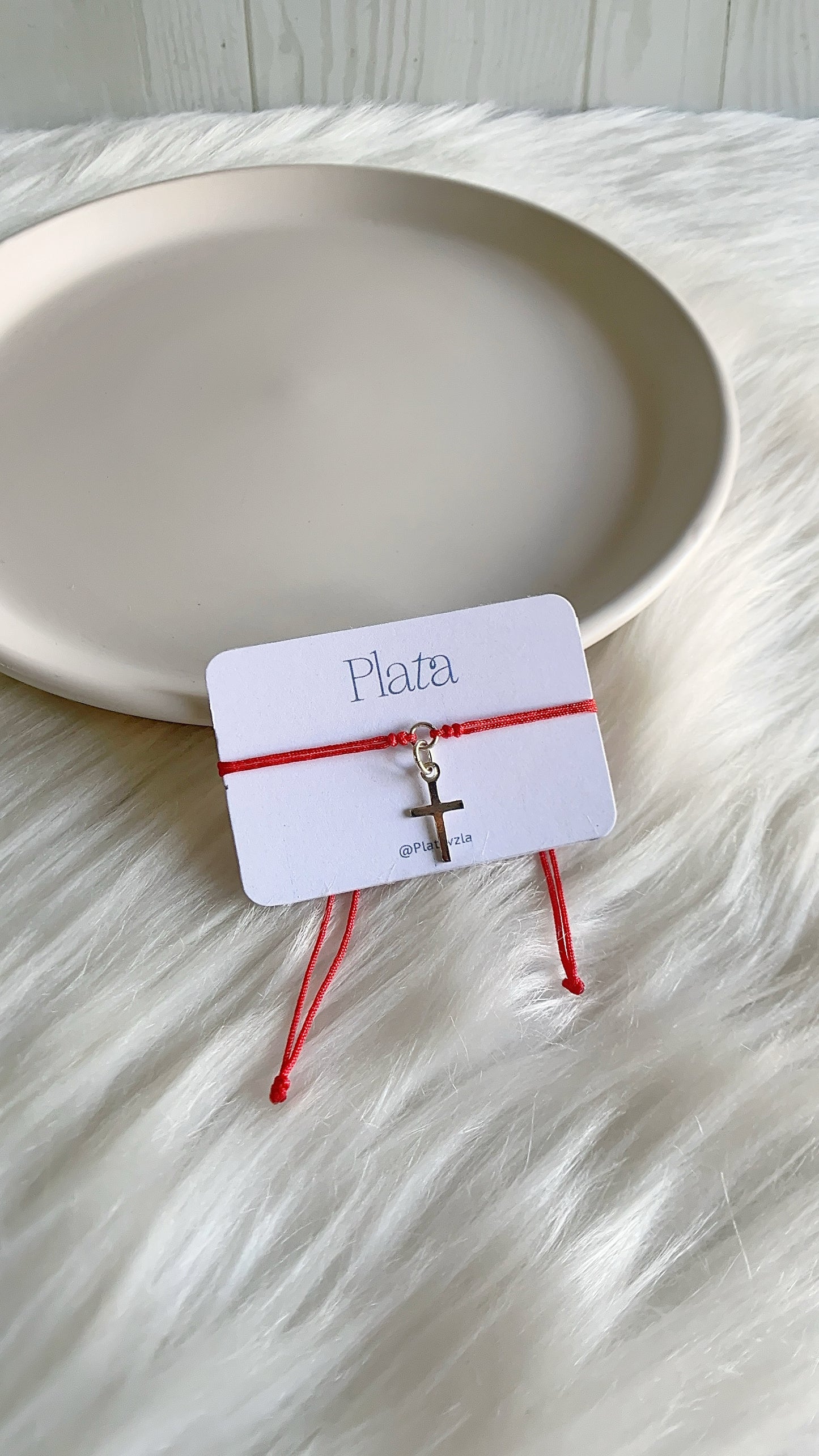 Pulsera Hilo Rojo Ajustable con Cruz - Plata 925