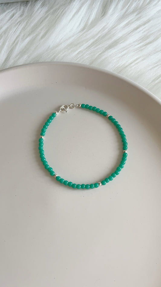 Pulsera Agata y Balines 18cm - Plata 925