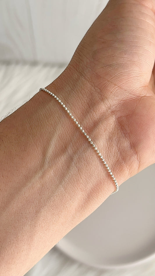 Pulsera Bolitas Diamantadas 19cm - Plata 925