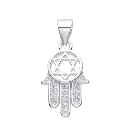 Dije Mano de Fátima con Estrella de David 1,5cm - Plata 925