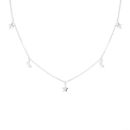 Choker Estrellas y Lunas 40cm Ajustable - Plata 925