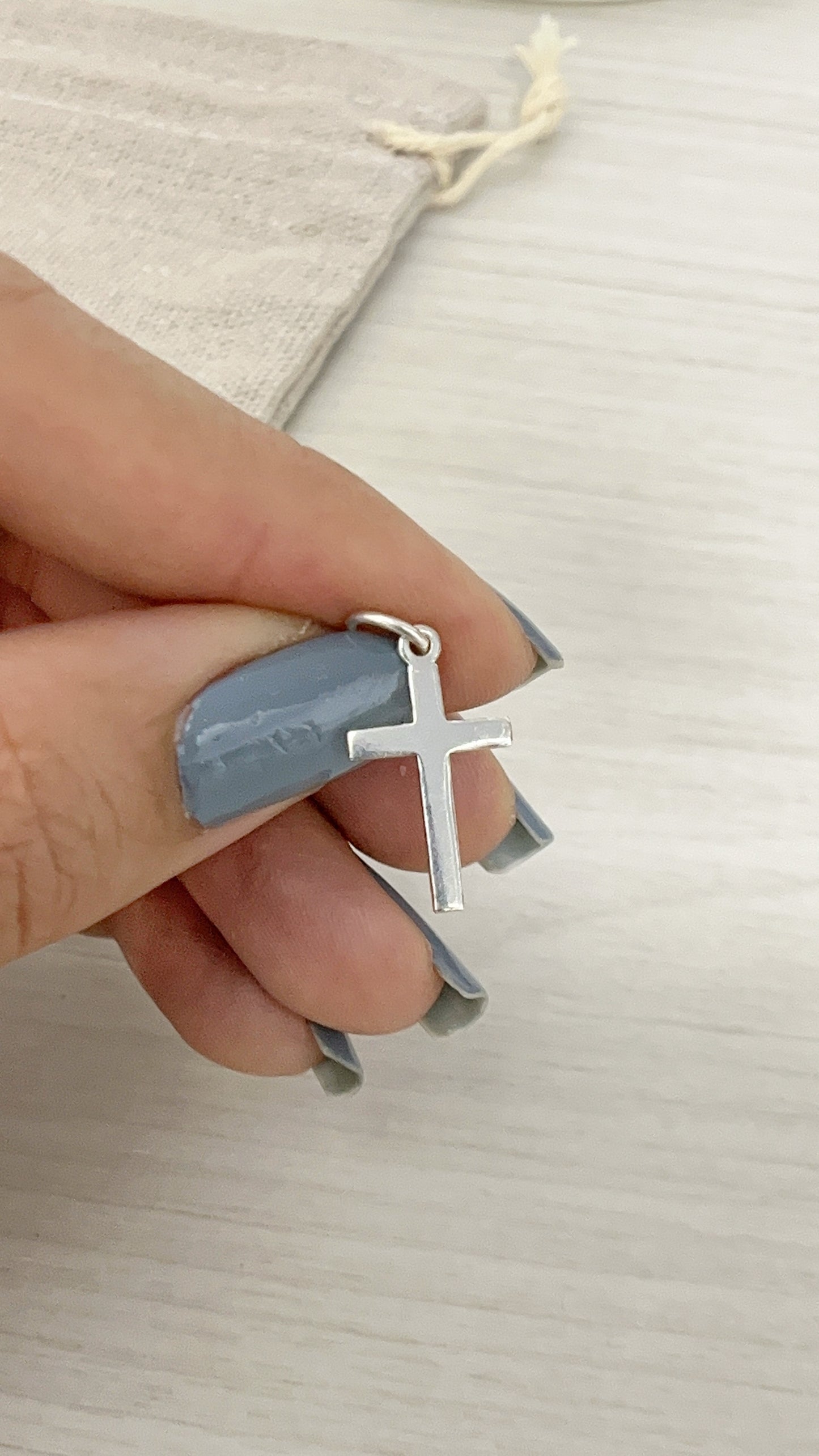 Cruz Plana Lisa 2cm - Plata 925