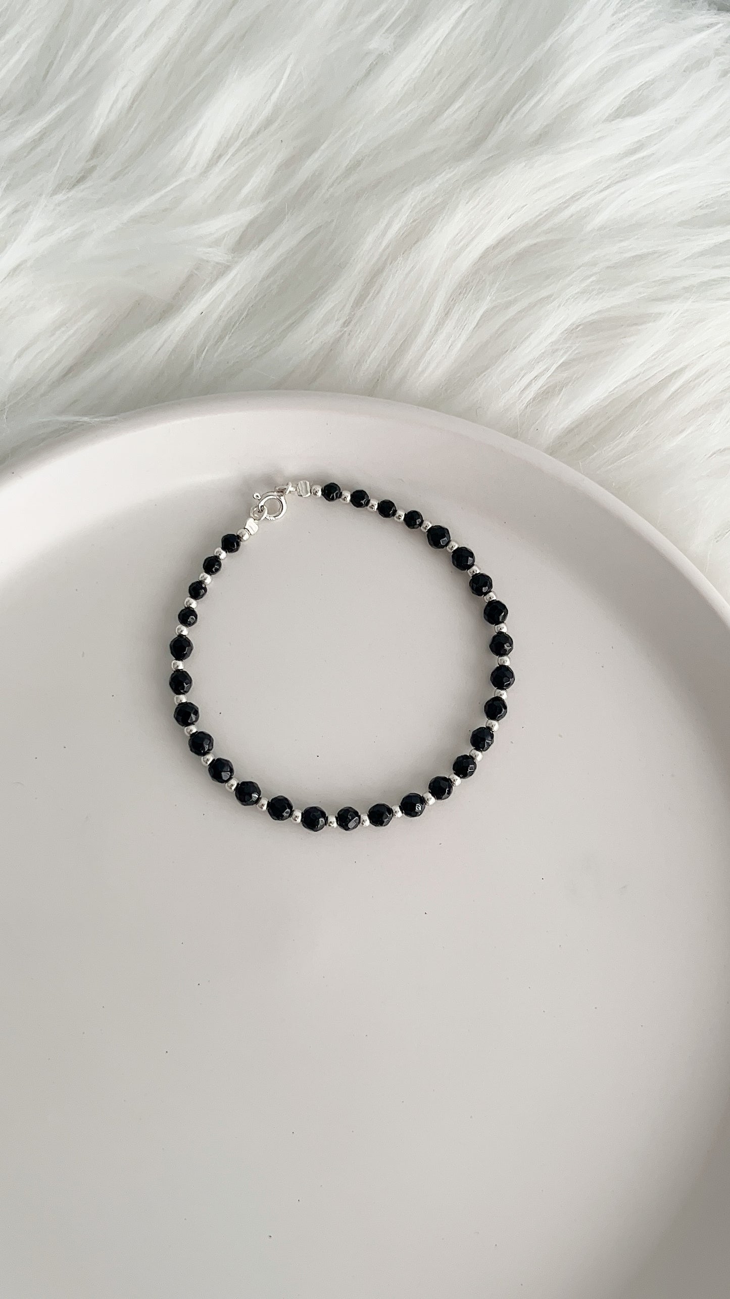 Pulsera Ágata y Balín 2.5mm - 19cm - Plata 925