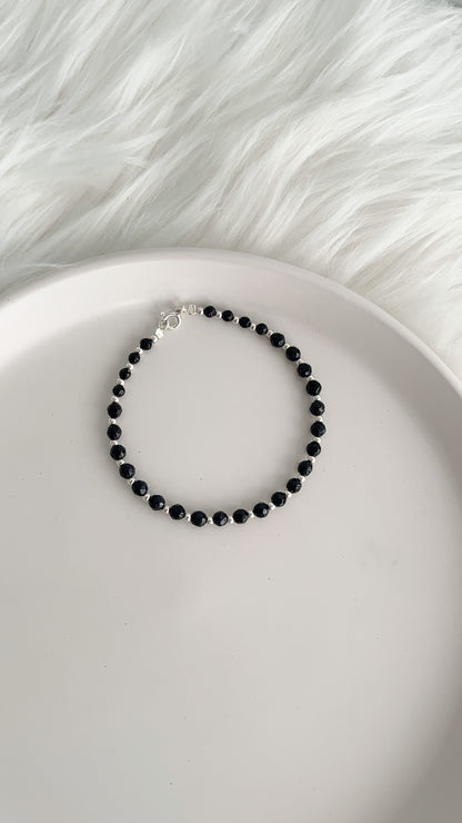 Pulsera Ágata y Balín 2.5mm - 19cm - Plata 925