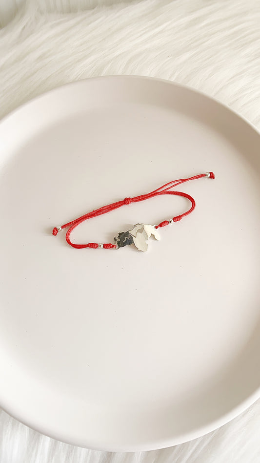 Pulsera Ajustable Mapa Venezuela Corazon - Plata 925