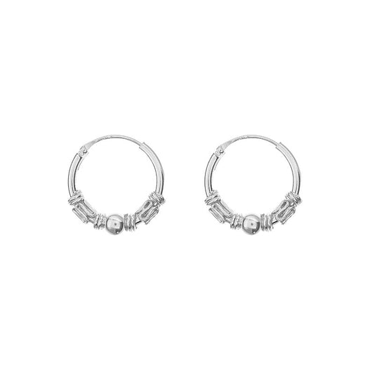 Argollas Entorchadas con bolita lisa 1,4cm Plata 925