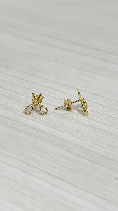 Zarcillos Tijeras Plata 925 con Baño de Oro