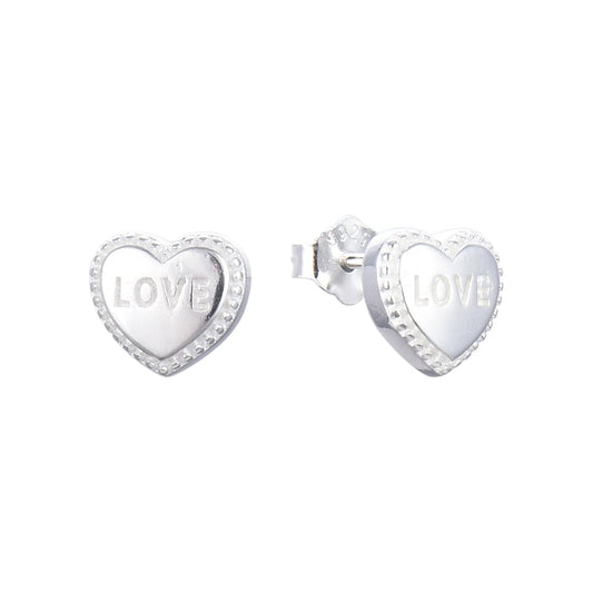 Zarcillos corazón grabado love 0,8mm
