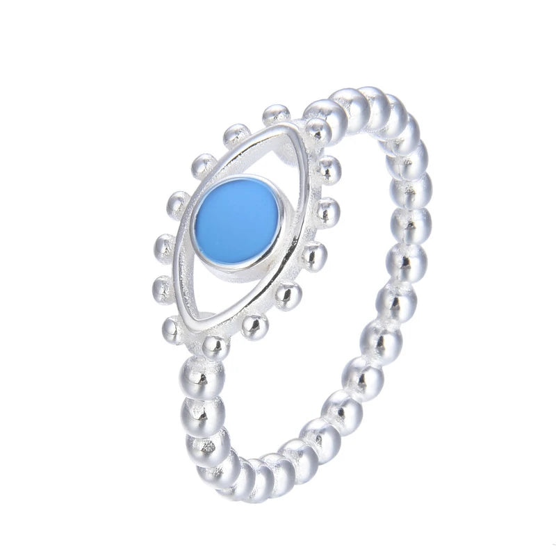 Anillo Ojo Azul Plata 925