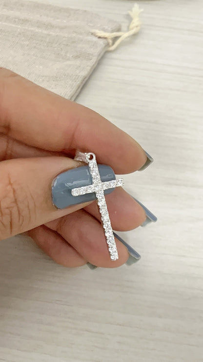 Dije Cruz Cristales 2,8cm - Plata 925