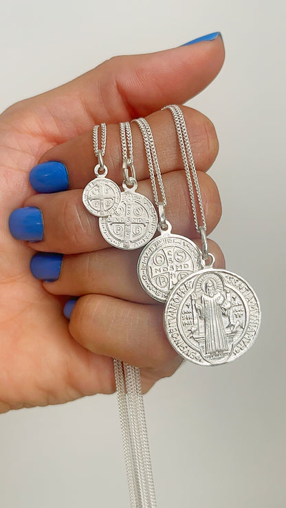 Cadena Dije San Benito Plata 925