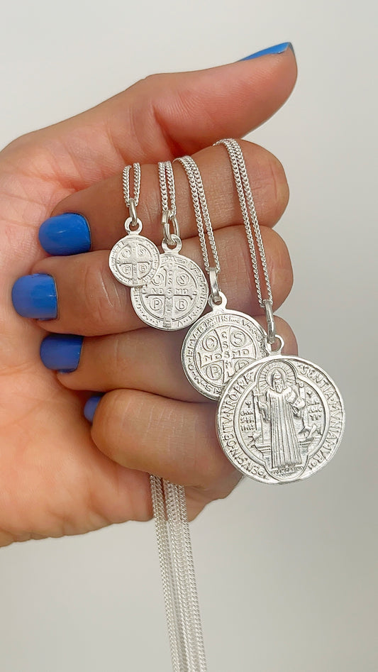 Cadena Dije San Benito Plata 925
