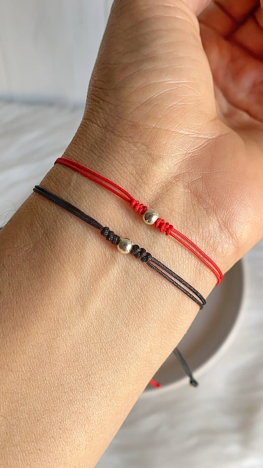 Pulsera Hilo Ajustable con Balin 4mm - Plata 925