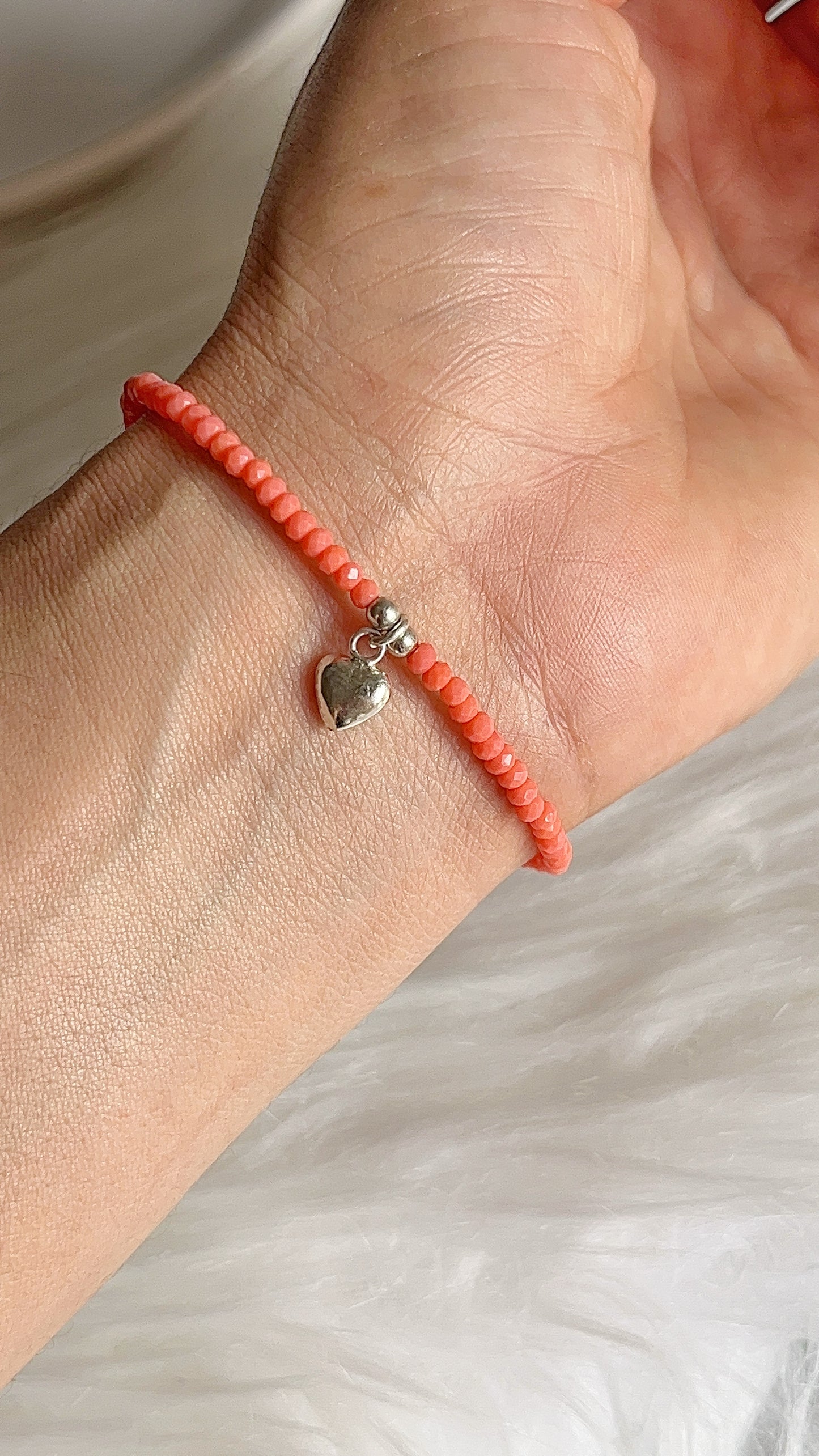 Pulsera Cristal de Checo Dije de Corazón Liso Balin 3mm - 18,5cm - Plata 925