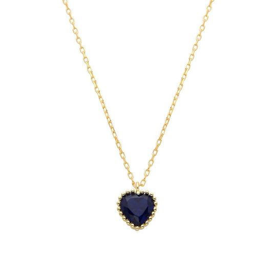 Cadena Dorada Corazón Azul 45cm