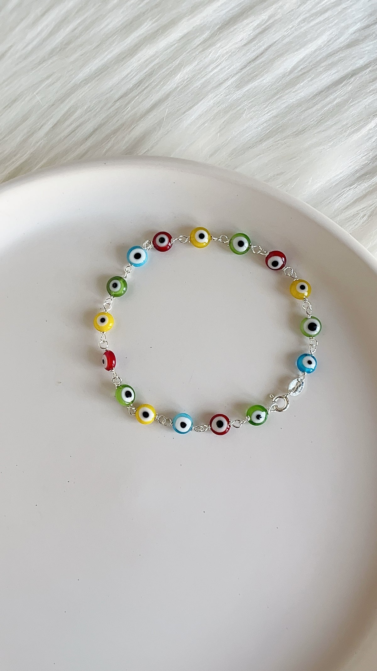 Pulsera Ojos 6mm - 19cm - Plata 925