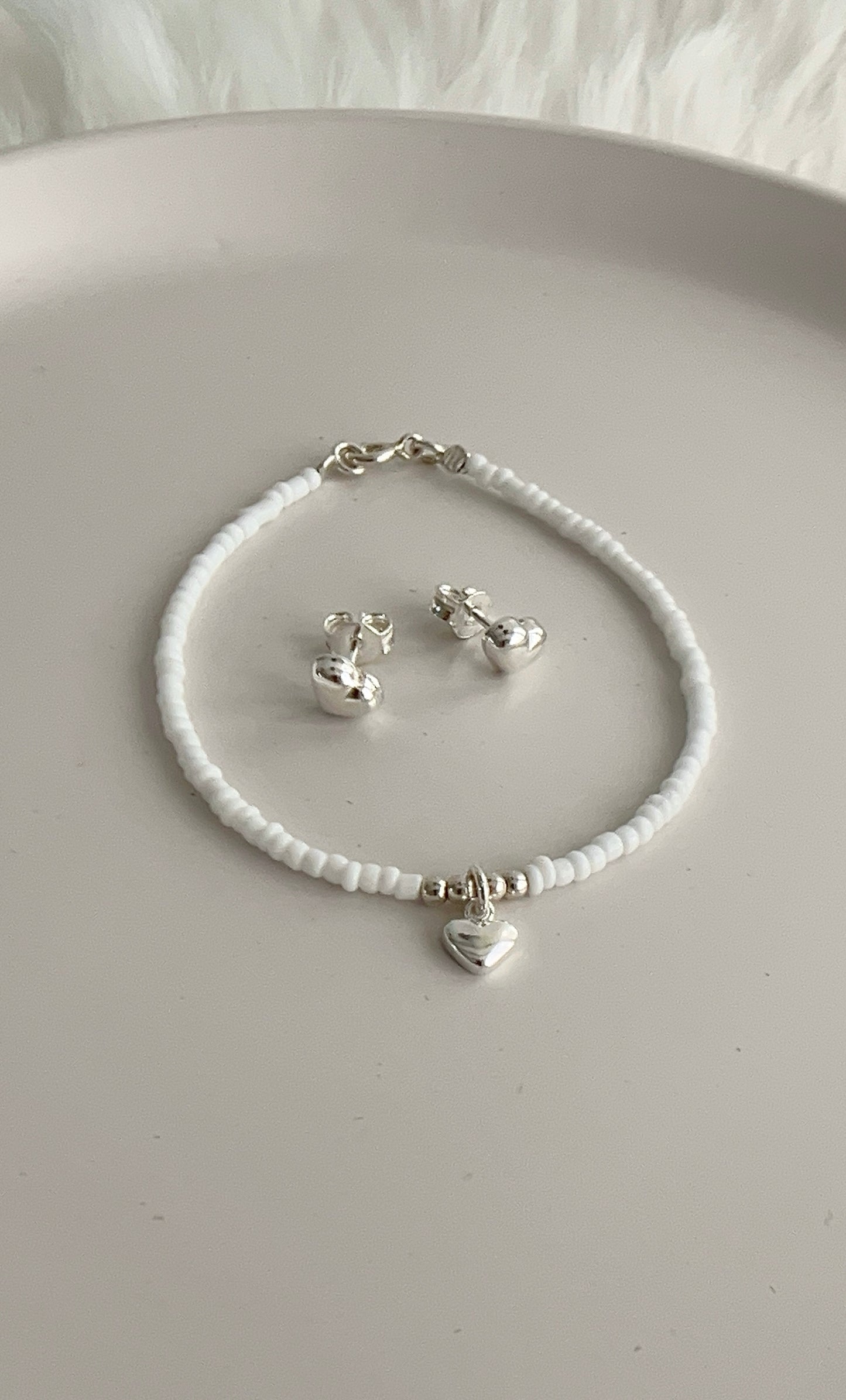 Set Pulsera y Zarcillos de Corazón - Plata 925