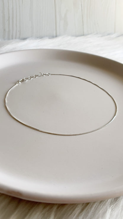 Tobillera tejido Veneciana 29cm Ajustable - Plata 925