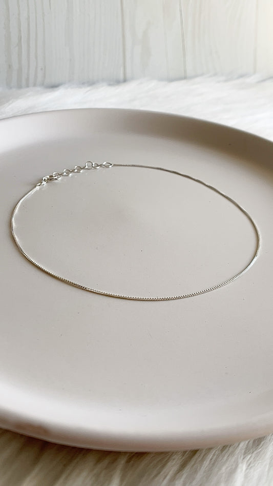 Tobillera tejido Veneciana 29cm Ajustable - Plata 925