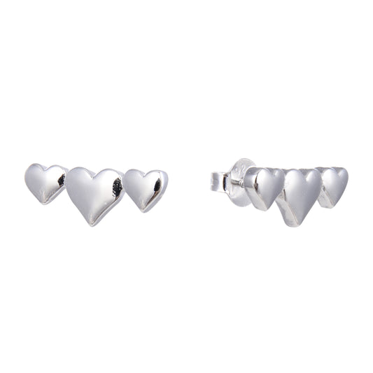 Zarcillos Triple corazones Plata 925