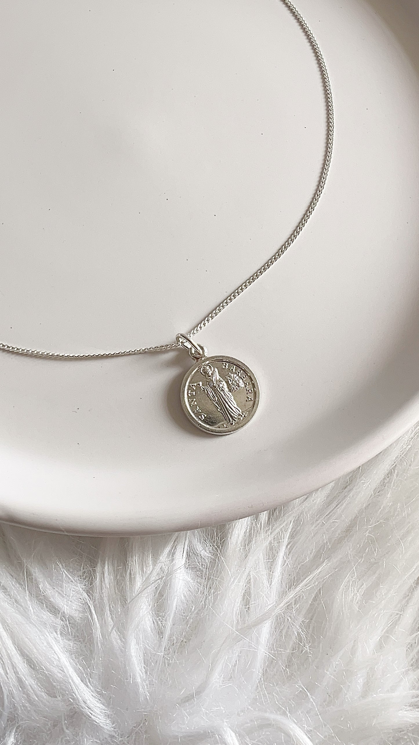 Cadena 45cm con Santa Bárbara 1.8cm -  Plata 925
