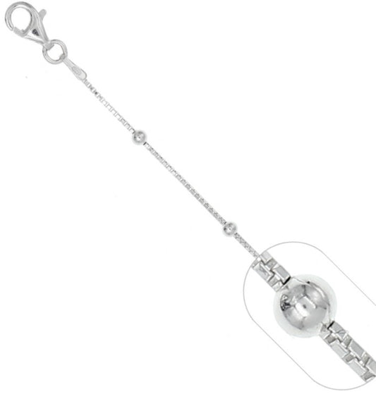Pulsera Tejido Venecia con Balines  19cm Plata 925