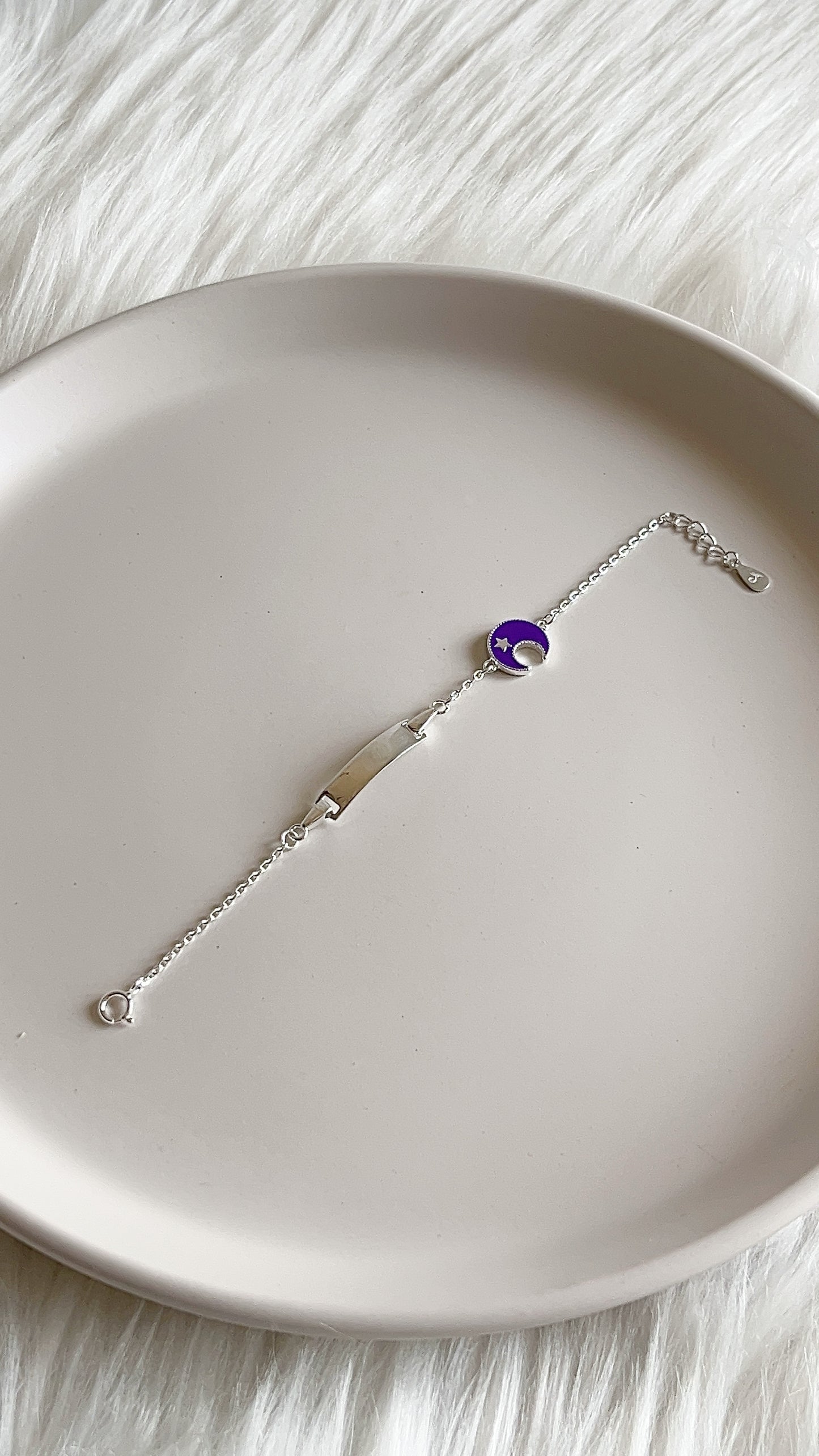 Esclava Luna Morada 15cm Ajustable- Plata 925