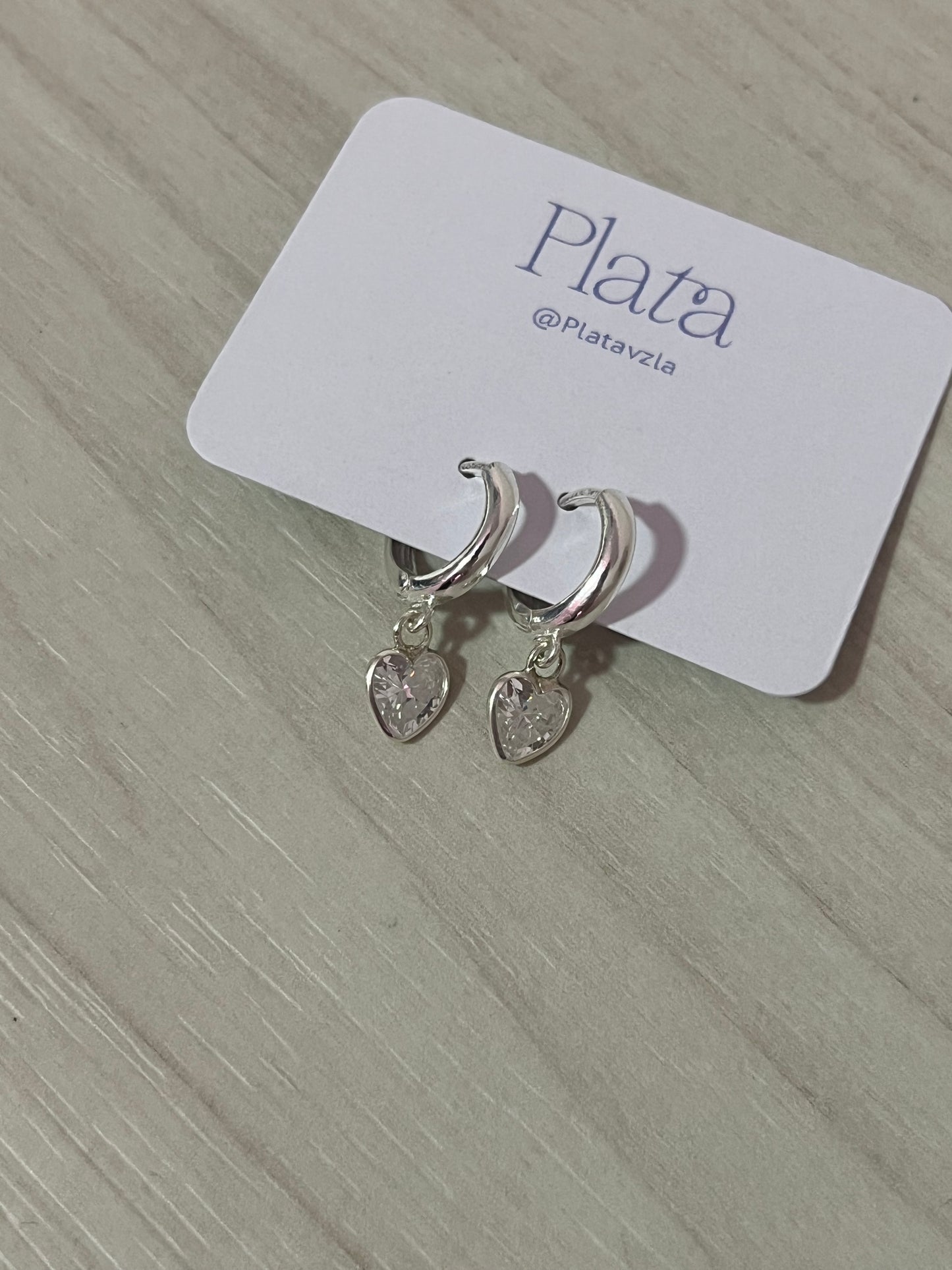 Argollas Dije Corazón de Cristal Plata 925